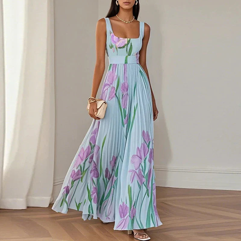 Lidia | Robe longue florale trapèze élégante