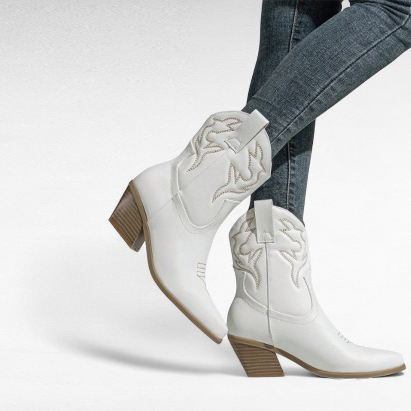 Lysa - Bota Campera Baja Mujer de Tacón Estilo Cowboy