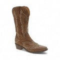 Yuly - Bota Campera Media Caña Café con Bordados de Tendencia