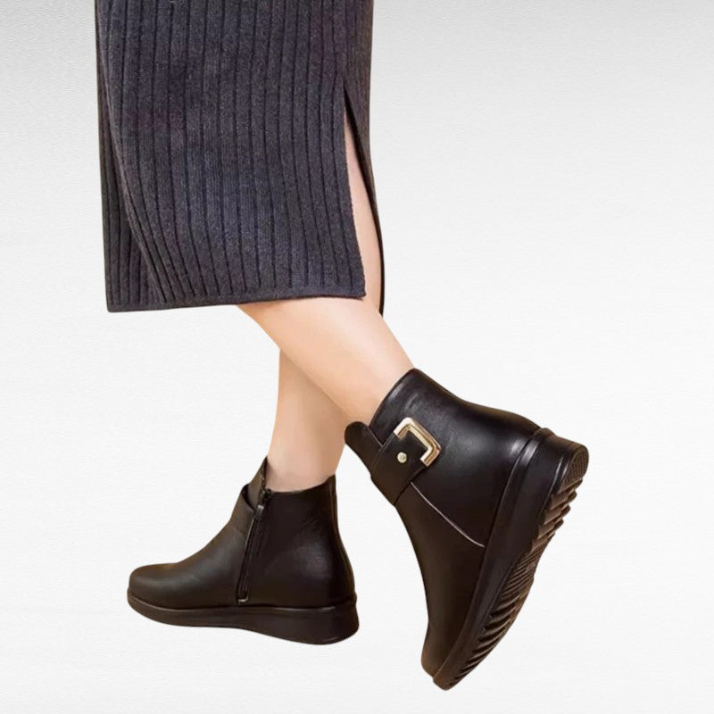 Aby - Botines Forradas Negras y Clásicas para Mujer