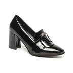 Shinra - Mocasín de Tacón Ancho Alto Mujer