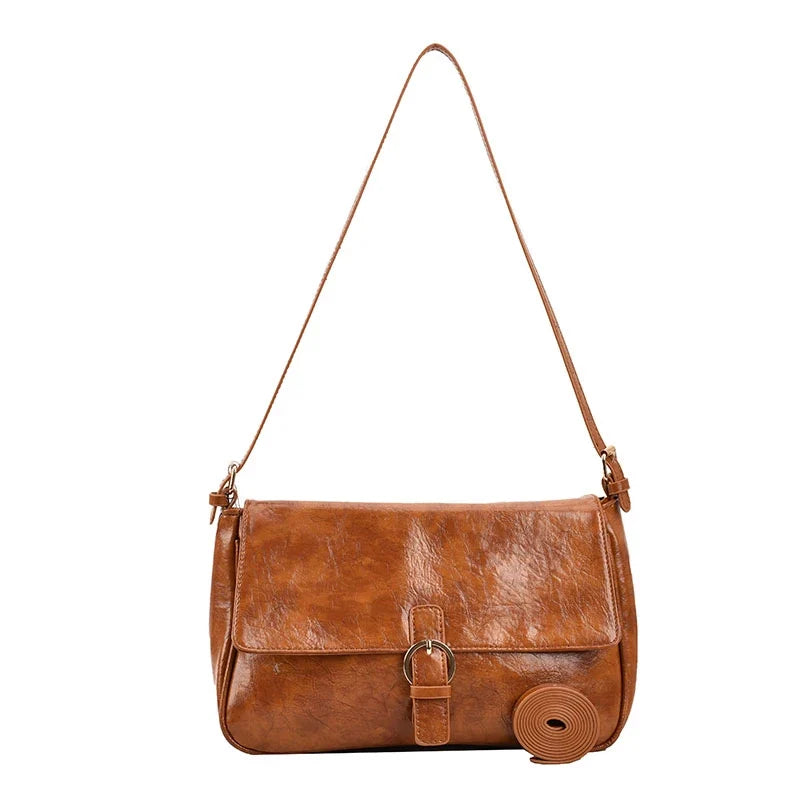 LAVA - Bolso Bandolera Retro de Piel Lisa