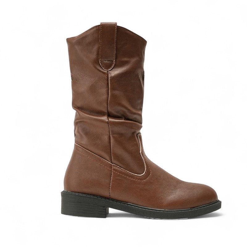 Silva - Bota Campera Baja de Suela Gruesa de Piel