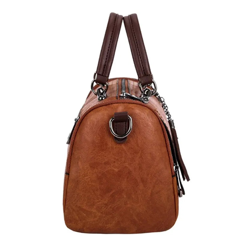RHEA - Bolso Espacioso de Cuero Suave con Correa y Cremallera