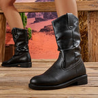 Silva - Bota Campera Baja de Suela Gruesa de Piel