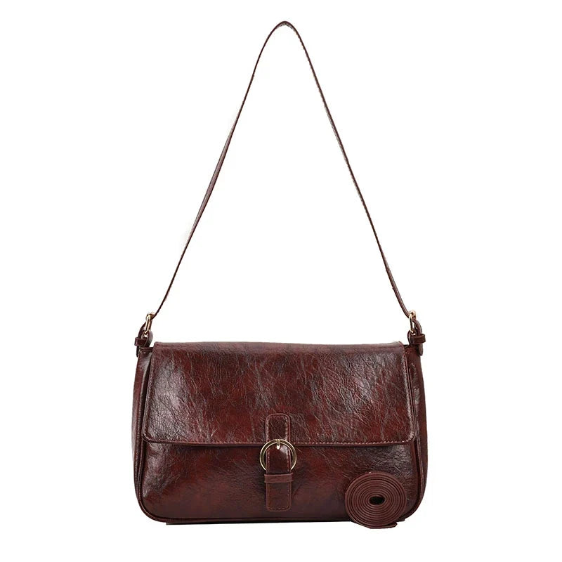 LAVA - Bolso Bandolera Retro de Piel Lisa