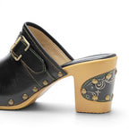 Calysta - Zueco Mujer Hebilla Metálica Chic Vintage