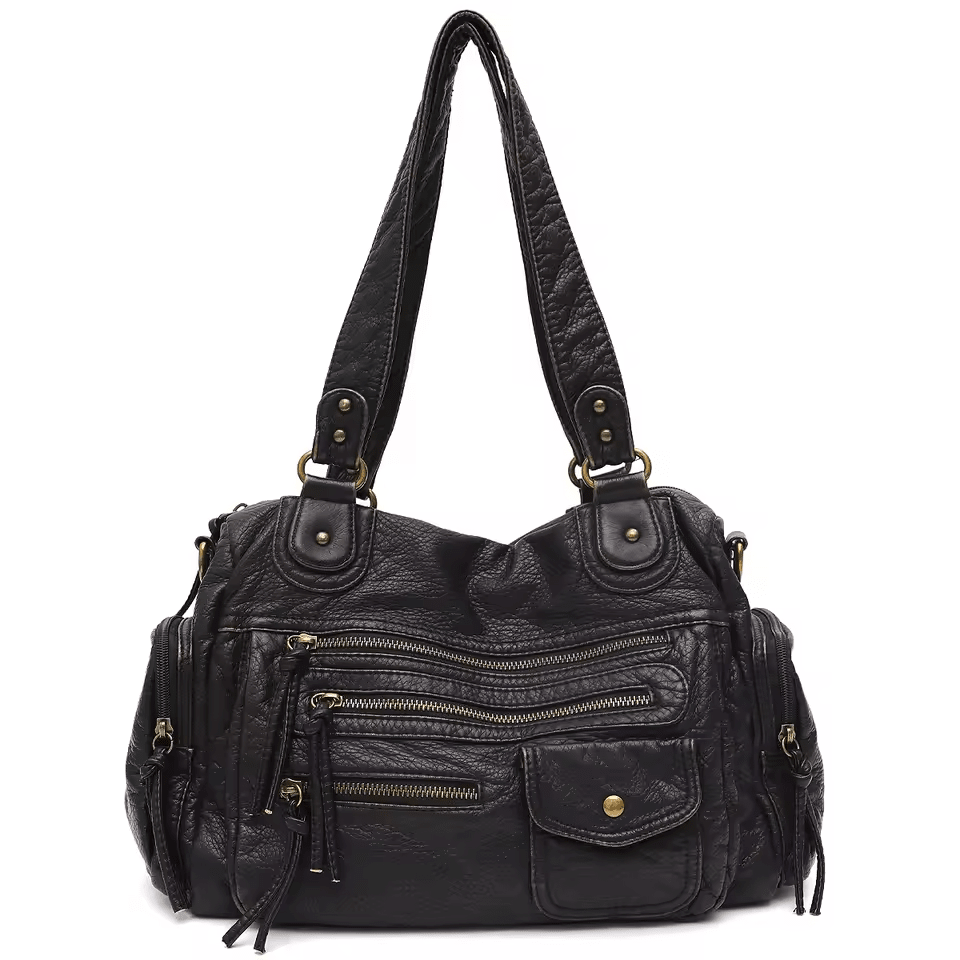 LILIA - Bolso de Piel Vintage Multibolsillos
