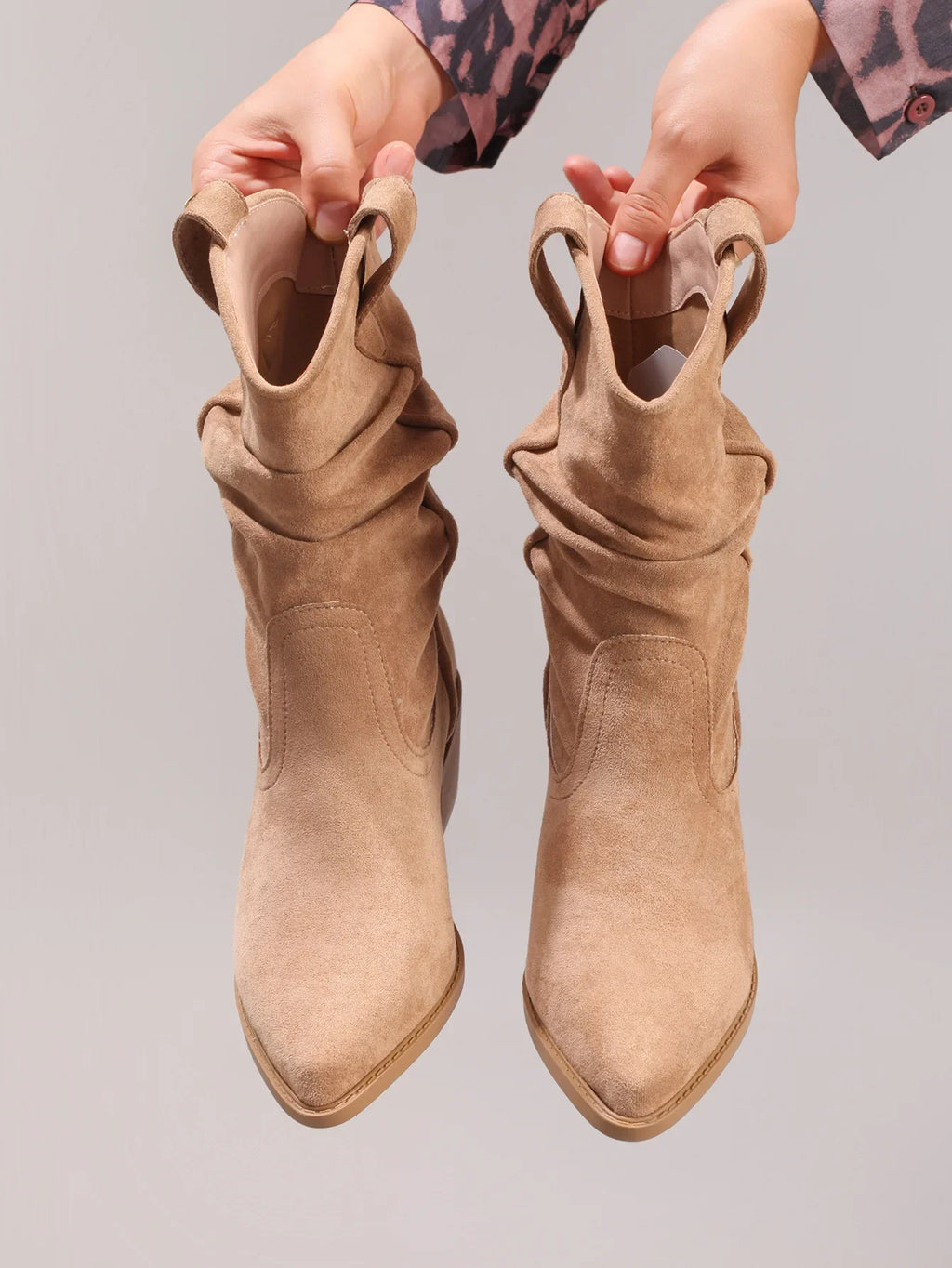 Lucia - Bota Campera Baja Mujer Ante Estilo Arrugado