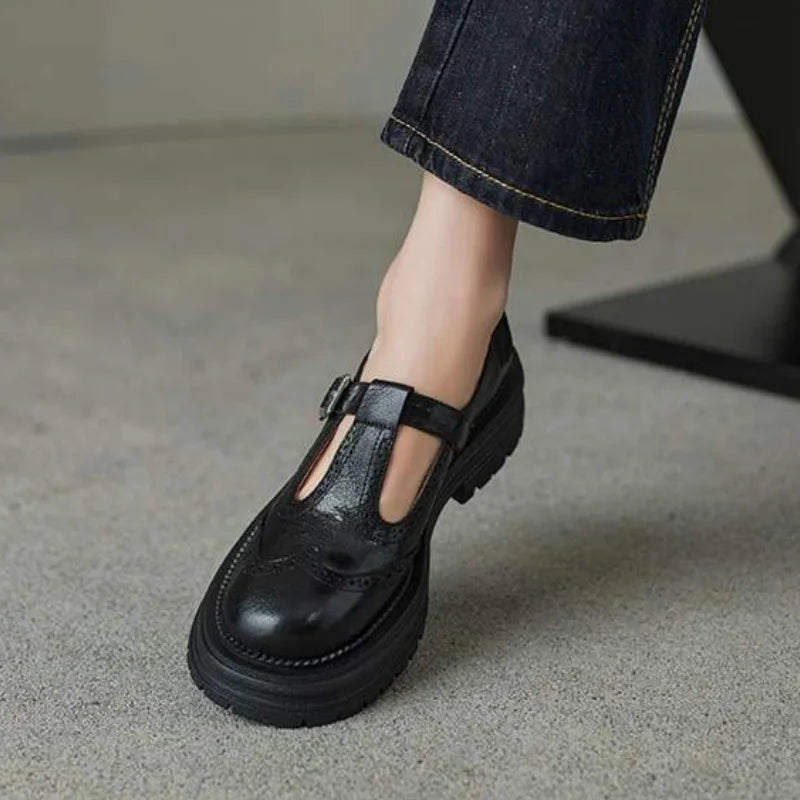 Mary - Mocasín de Piel Vintage de Cuña