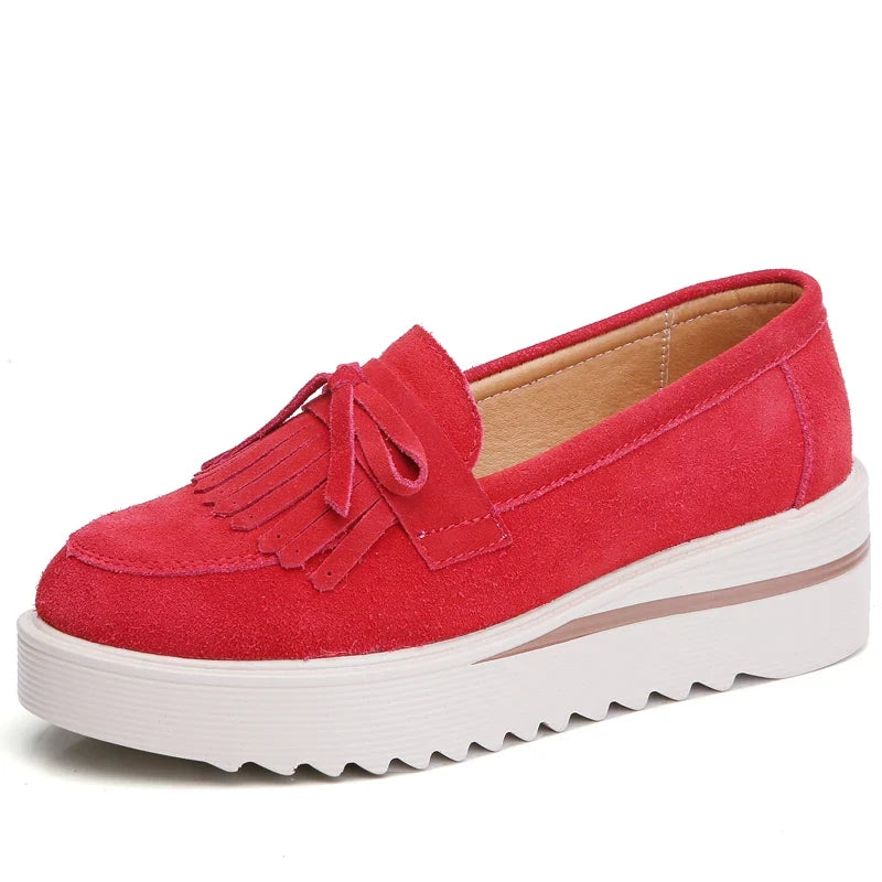 Soly - Mocasín de Cuña Mujer de Ante de Flecos