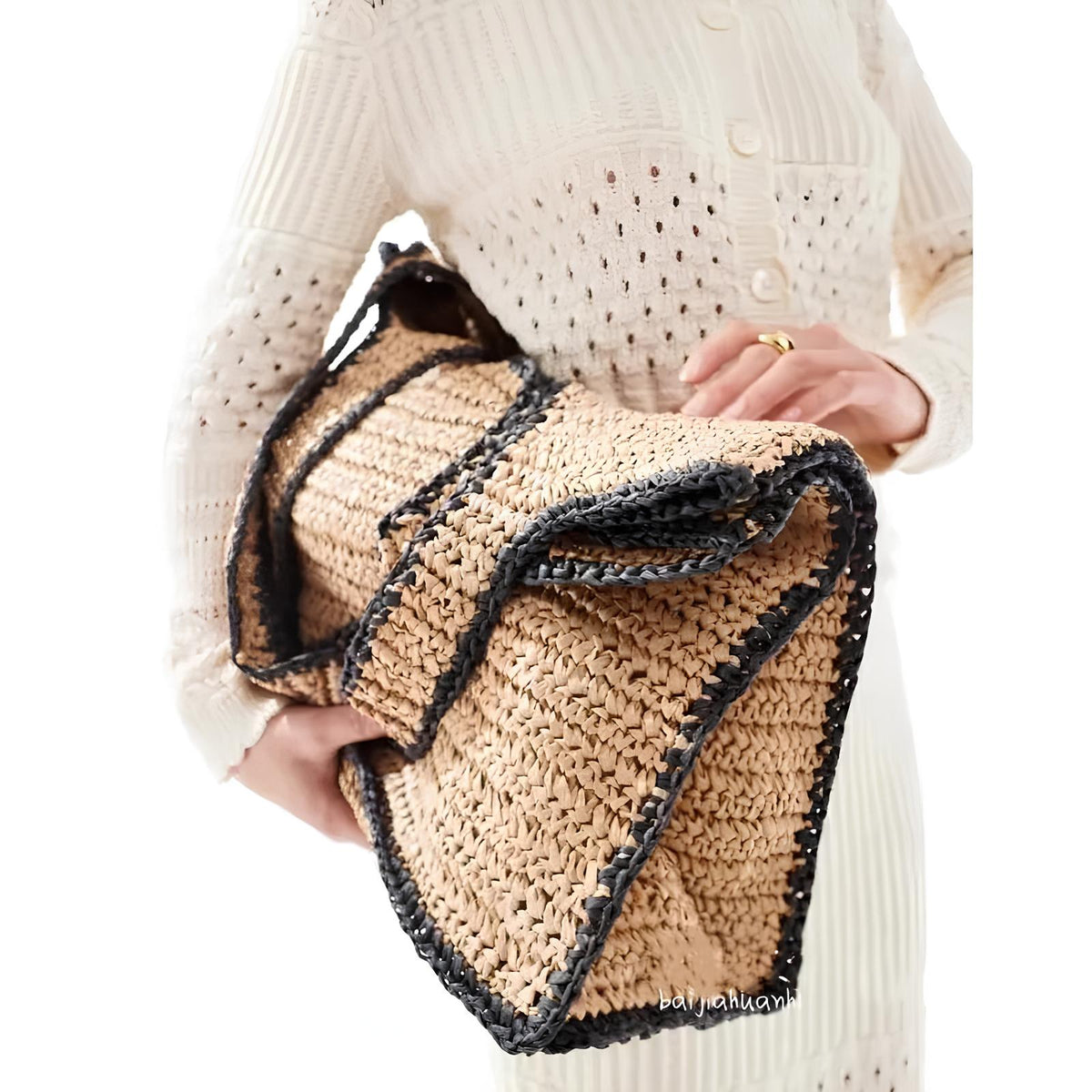HANZY - Bolso de Playa Tote Tejido en Rafia - OSMARA Fashion - vista 3