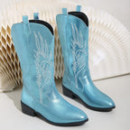 Genoveva - Bota Campera Media Caña Elegante y Brillante de Tacón