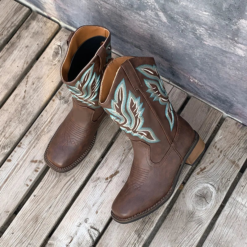 Taysha - Bota Campera Baja Media Caña Marrón