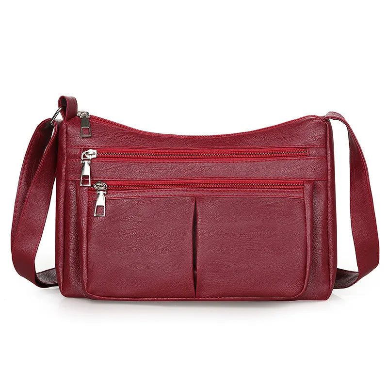 ANIA - Bolso de Piel Multibolsillos con Bandolera