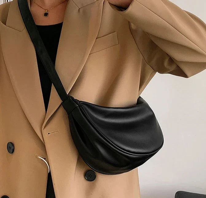 JENNY - Bolso Bandolera Media Luna de Lujo en Piel Lisa