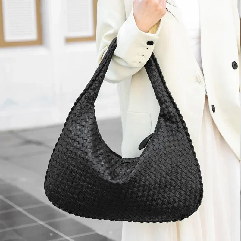 CLARA - Bolso Grande de Tendencia Tejido en Cuero