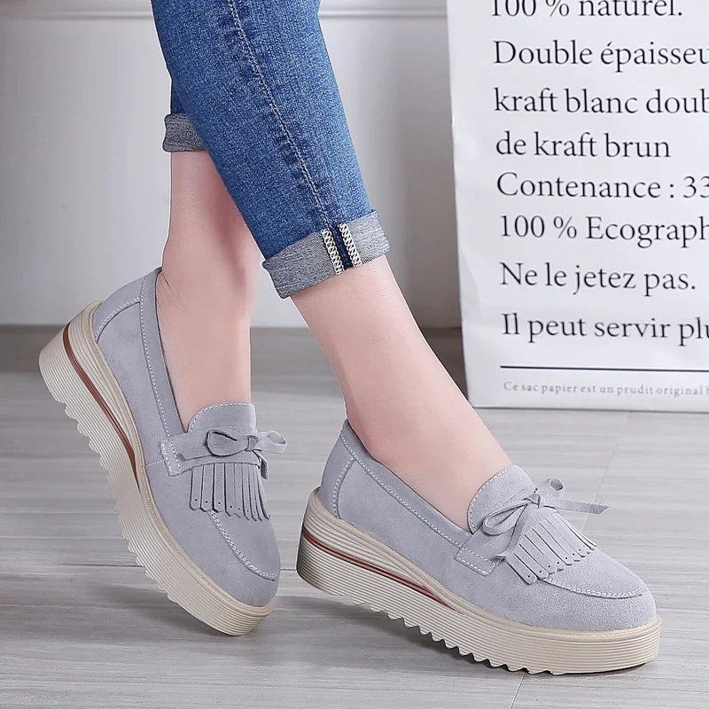 Soly - Mocasín de Cuña Mujer de Ante de Flecos