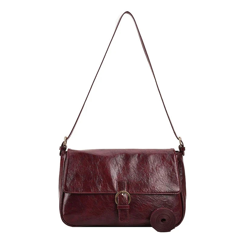 LAVA - Bolso Bandolera Retro de Piel Lisa