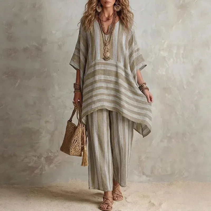 Elin | Conjunto Bohemio de 2 Piezas a Rayas - OSMARA Fashion - vista 2