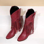 Rebecca - Bota Campera Media Caña de Flecos Largos de Ante