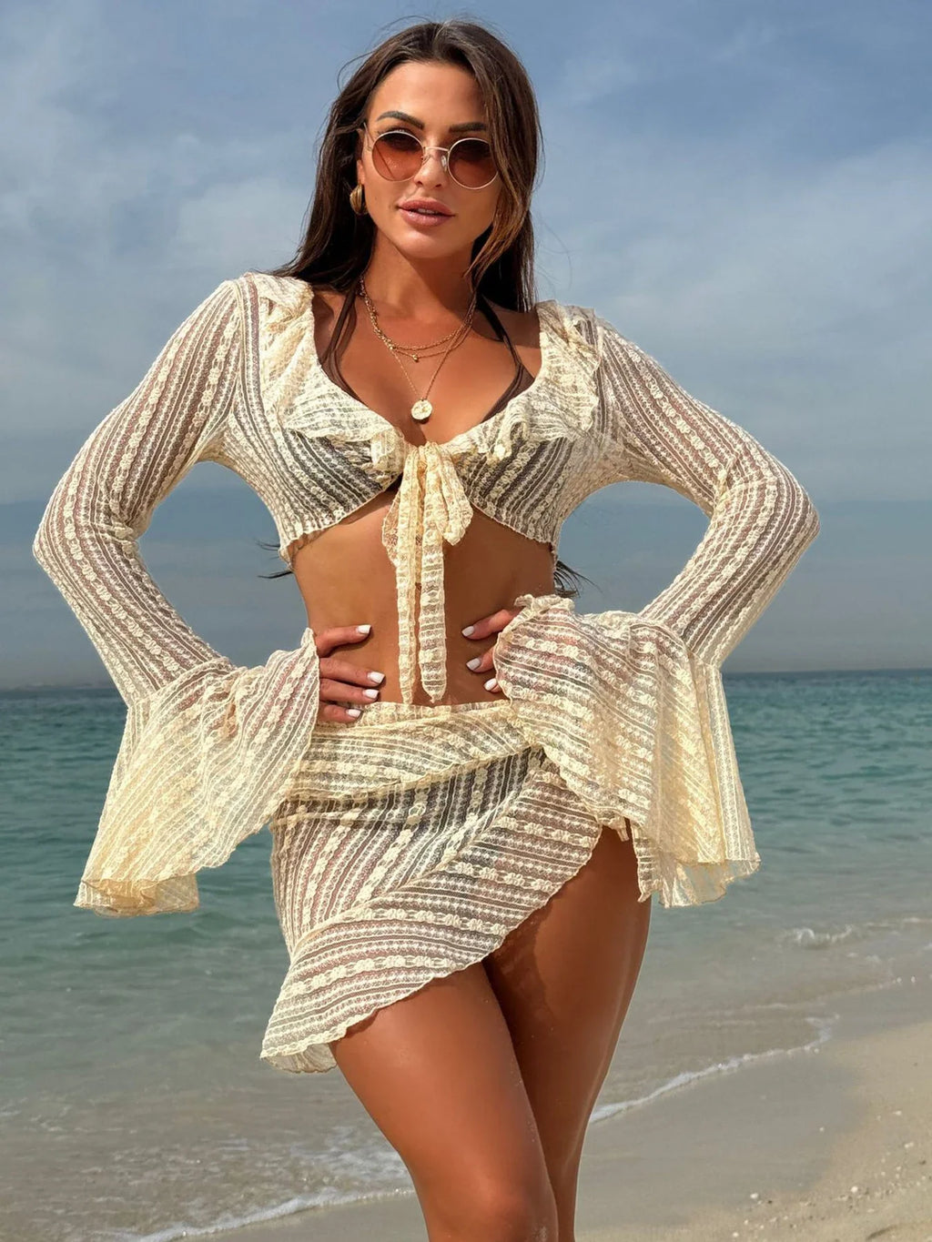 Conjunto playero de punto con traje de baño