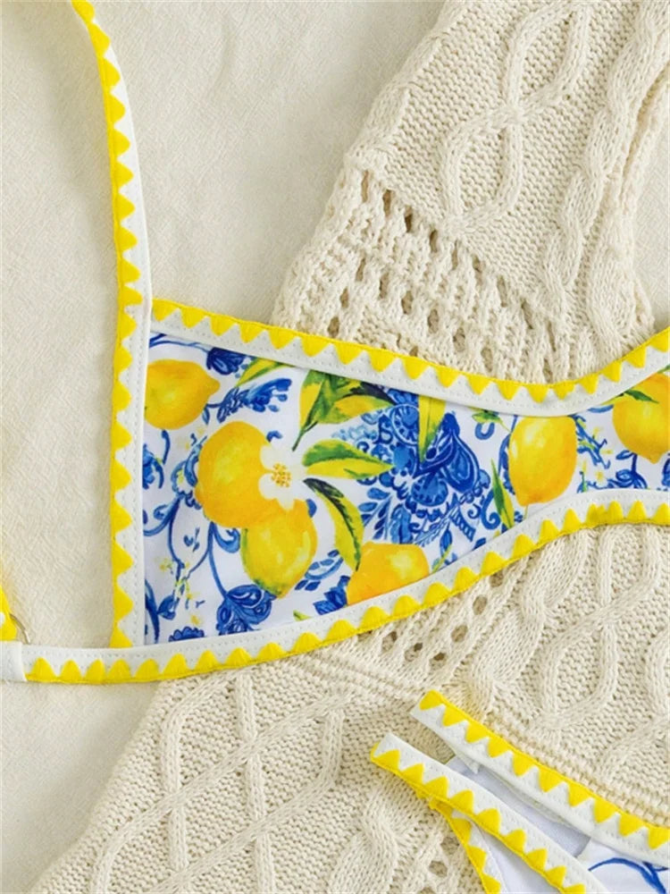 Biquini con estampado de limones