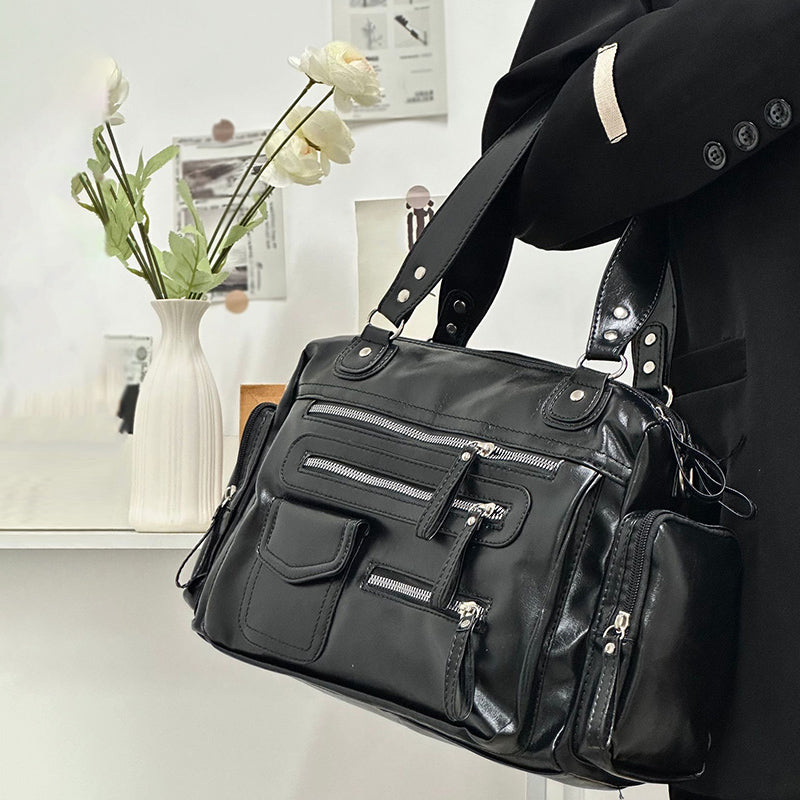 MARY - Bolso de Piel Retro Multibolsillos