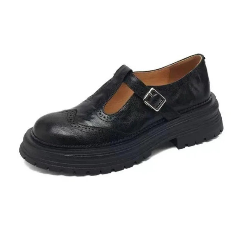 Mary - Mocasín de Piel Vintage de Cuña