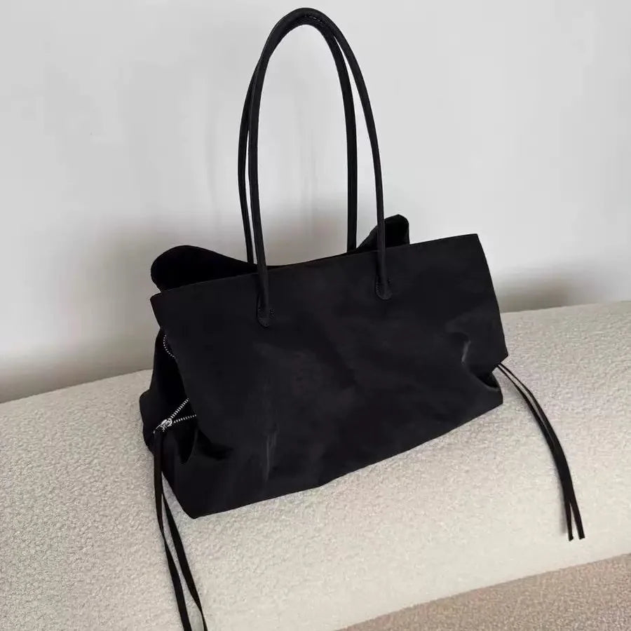YALYS - Bolso Tote Grande Negro de Nylon