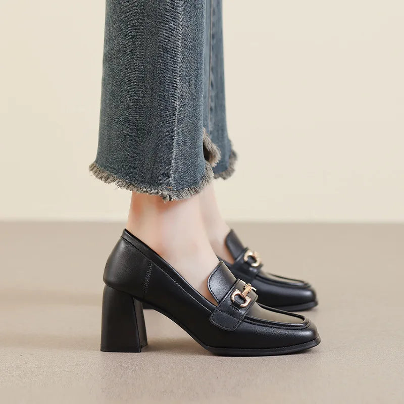 Seville - Mocasín de Tacón Ancho Mujer de Piel Liso