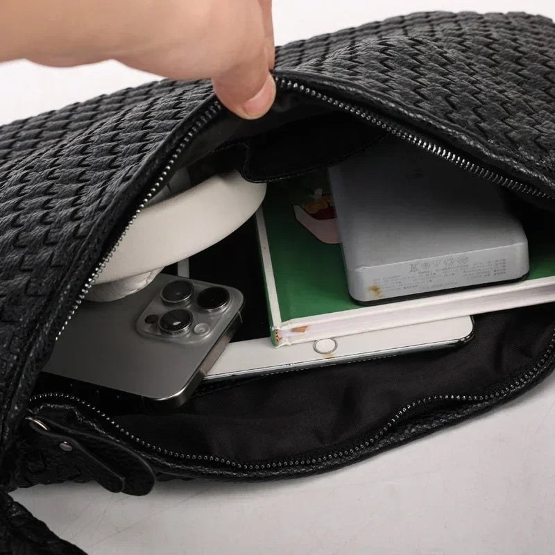 CLARA - Bolso Grande de Tendencia Tejido en Cuero