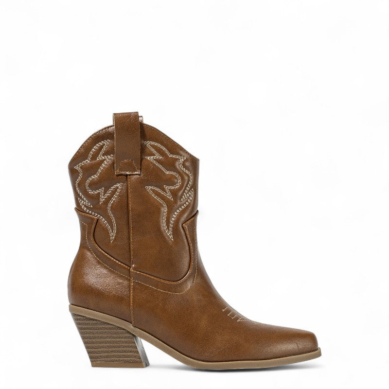 Lysa - Bota Campera Baja Mujer de Tacón Estilo Cowboy