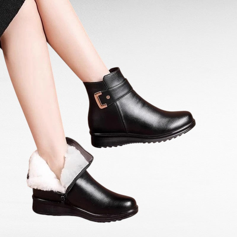 Aby - Botines Forradas Negras y Clásicas para Mujer