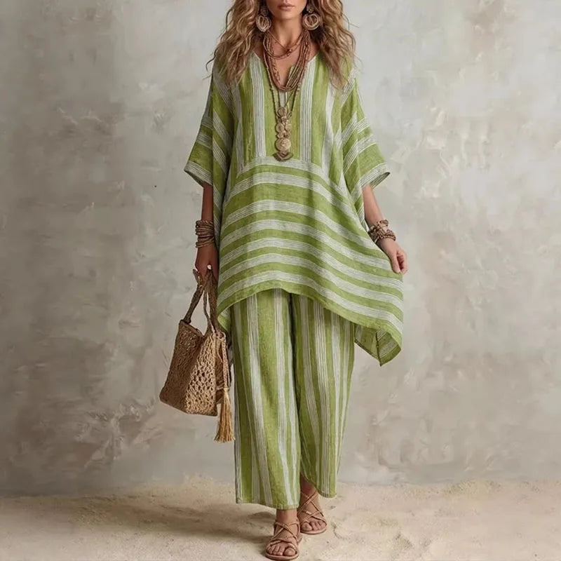 Elin | Conjunto Bohemio de 2 Piezas a Rayas - OSMARA Fashion - vista 3