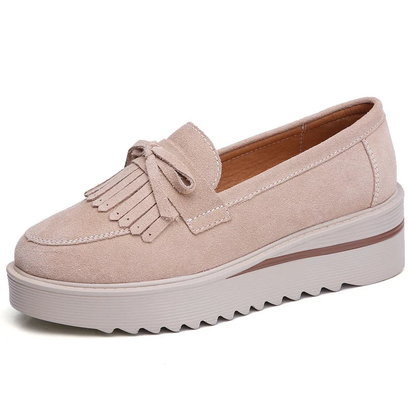 Soly - Mocasín de Cuña Mujer de Ante de Flecos