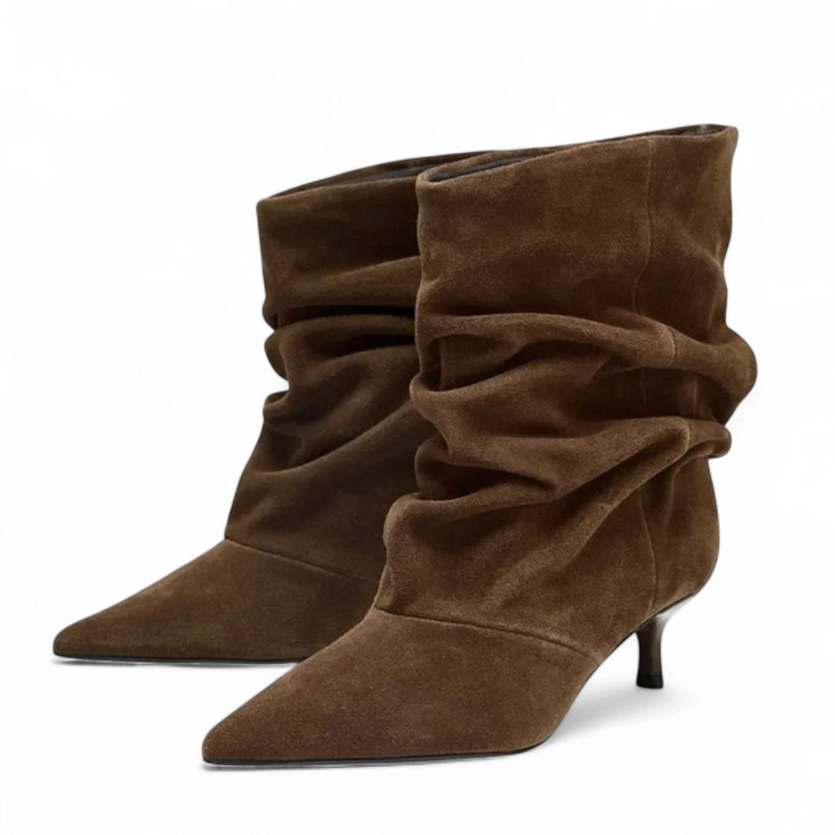 Sacha - Botines Mujer Ante Plisado de Tacón