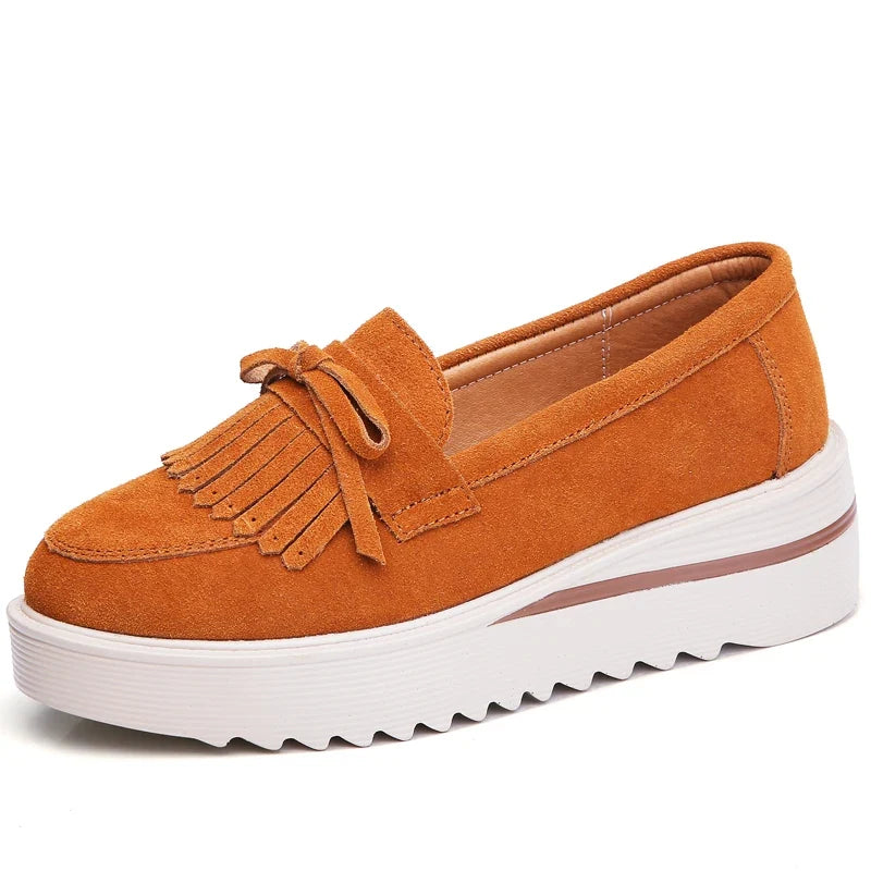 Soly - Mocasín de Cuña Mujer de Ante de Flecos