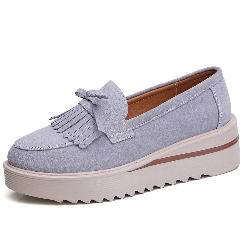 Soly - Mocasín de Cuña Mujer de Ante de Flecos