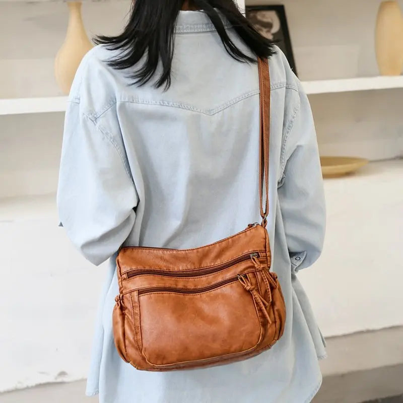 VANILLE - Bolso Bandolera de Piel Multibolsillos