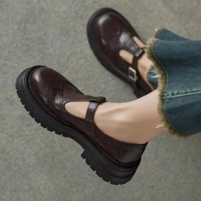 Mary - Mocasín de Piel Vintage de Cuña