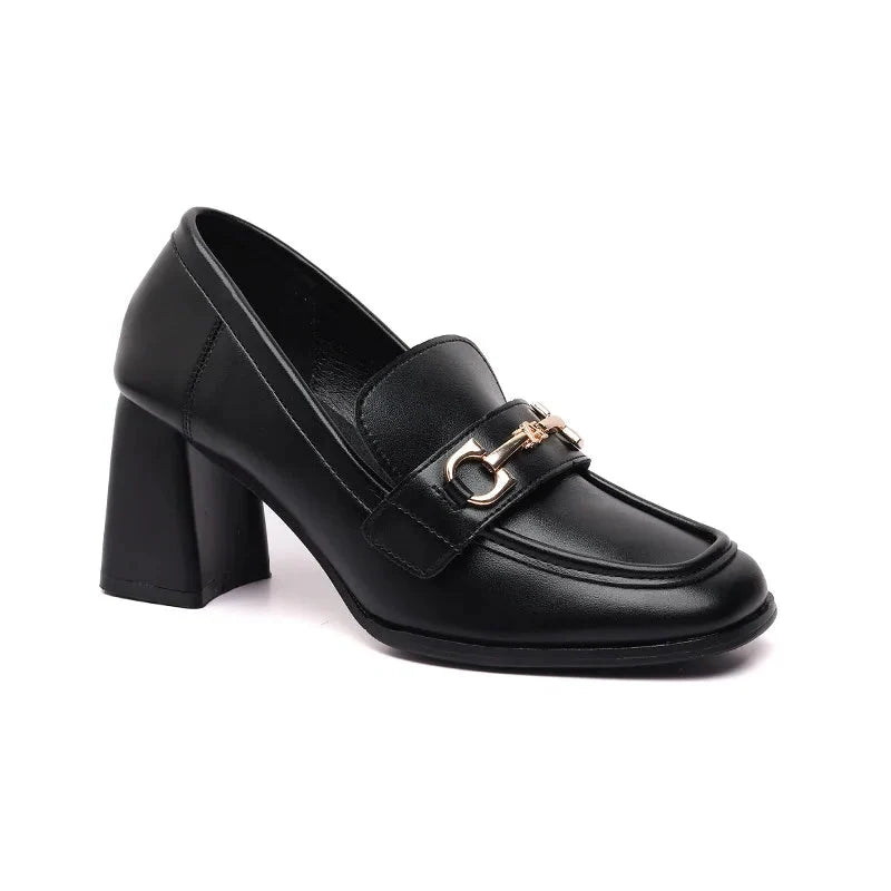 Seville - Mocasín de Tacón Ancho Mujer de Piel Liso