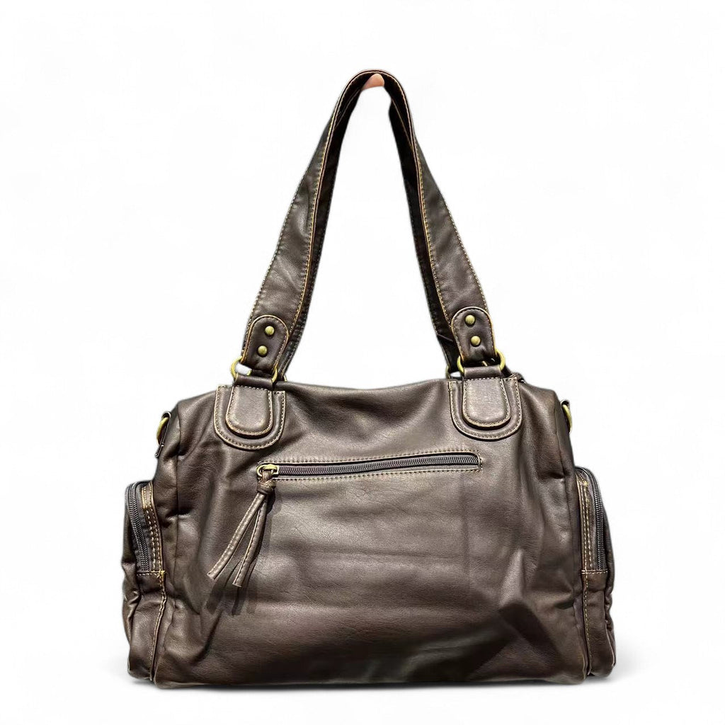 LILIA - Bolso de Piel Vintage Multibolsillos