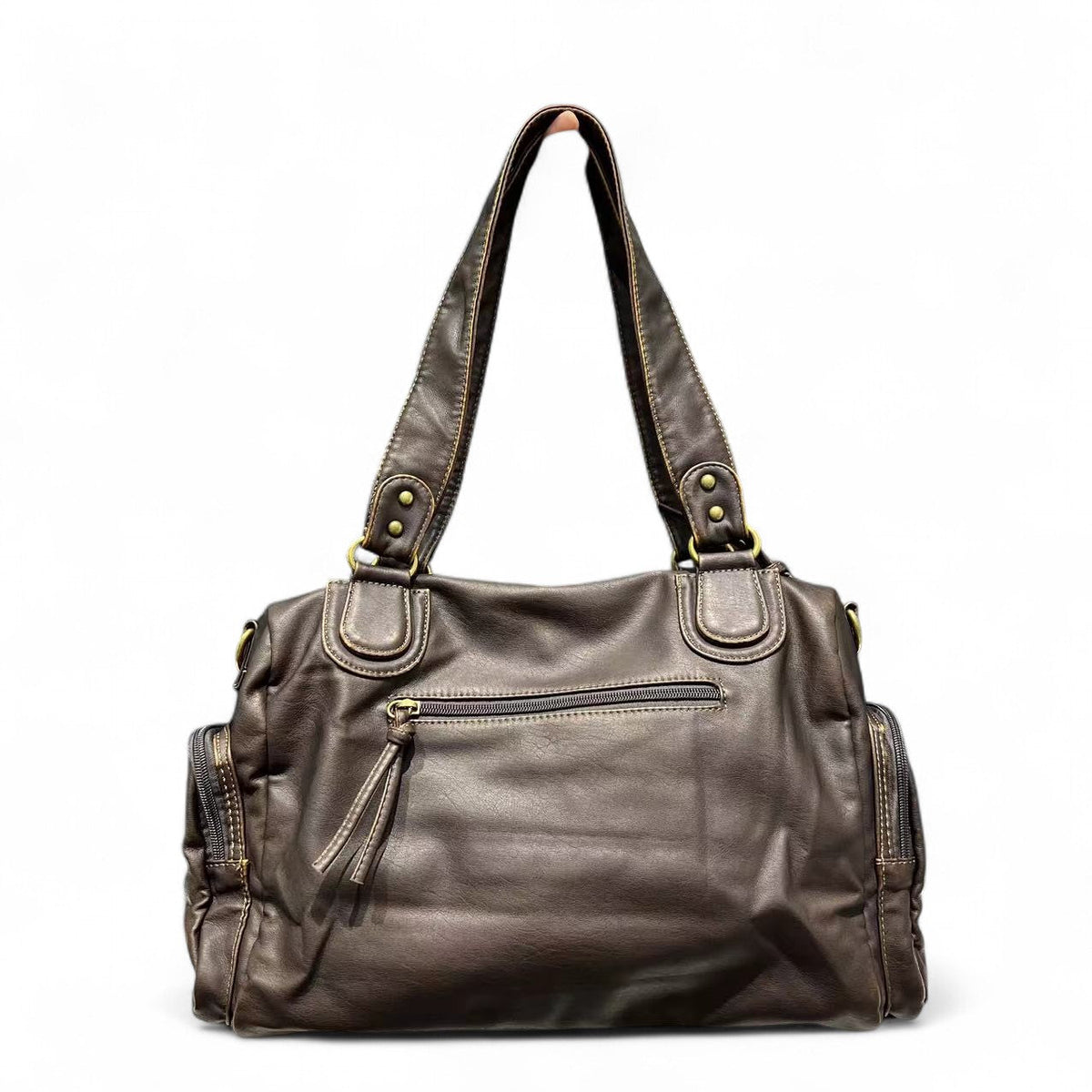 LILIA - Bolso de Piel Vintage Multibolsillos