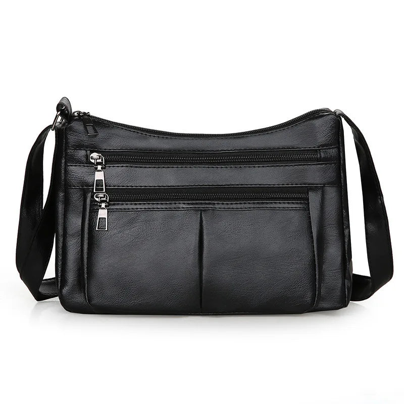 ANIA - Bolso de Piel Multibolsillos con Bandolera