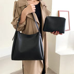 SACHA - Bolso Bandolera de Piel Lisa con Cartera a Juego