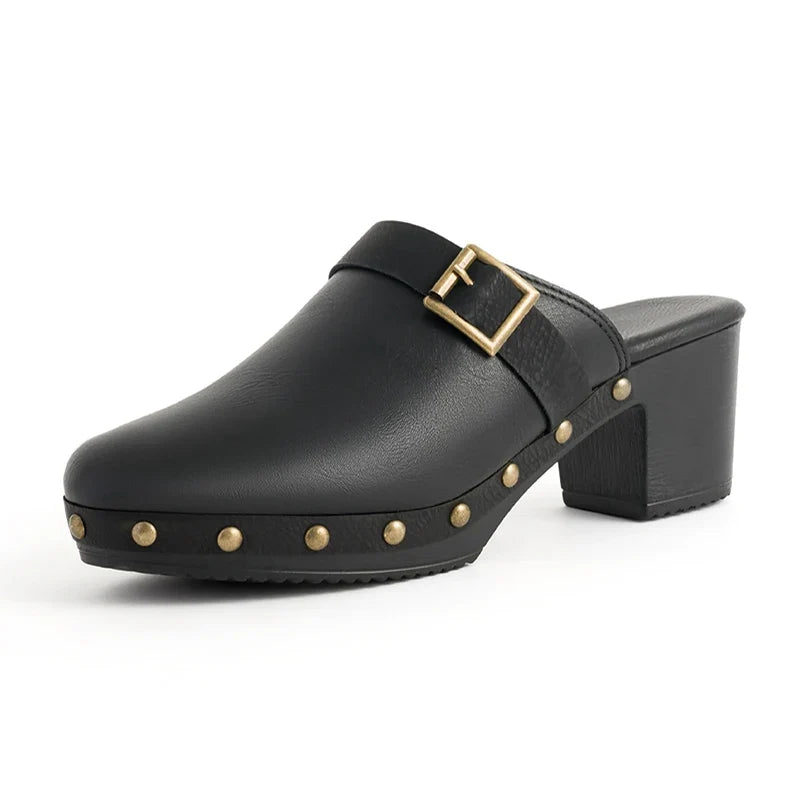 Kalyss - Zueco Mujer Tacón Madera Vintage