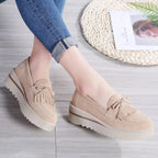 Soly - Mocasín de Cuña Mujer de Ante de Flecos