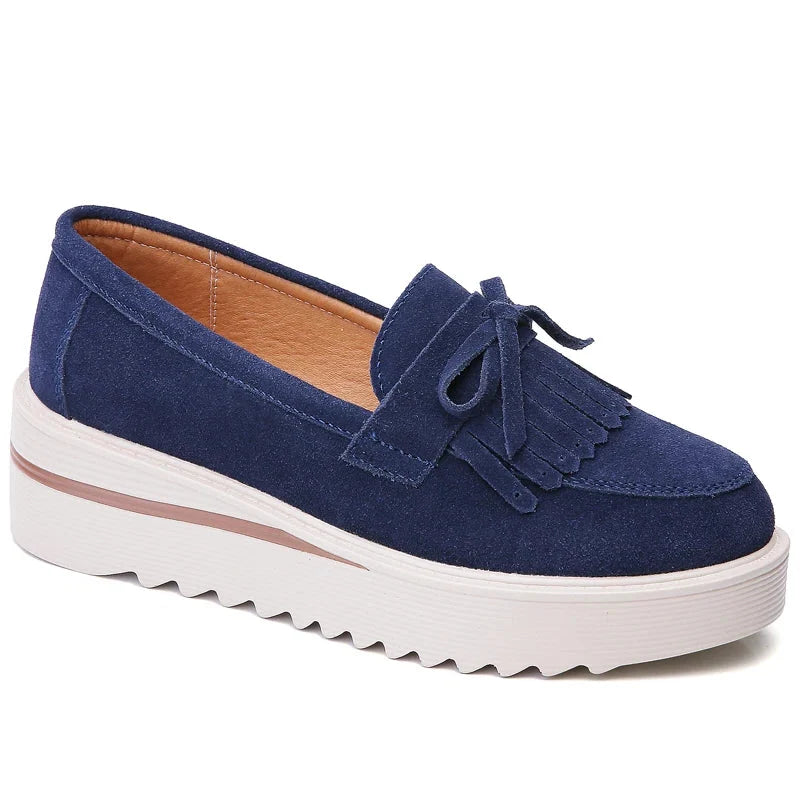 Soly - Mocasín de Cuña Mujer de Ante de Flecos