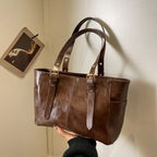 JAEWO - Retro Leather Basket Bag